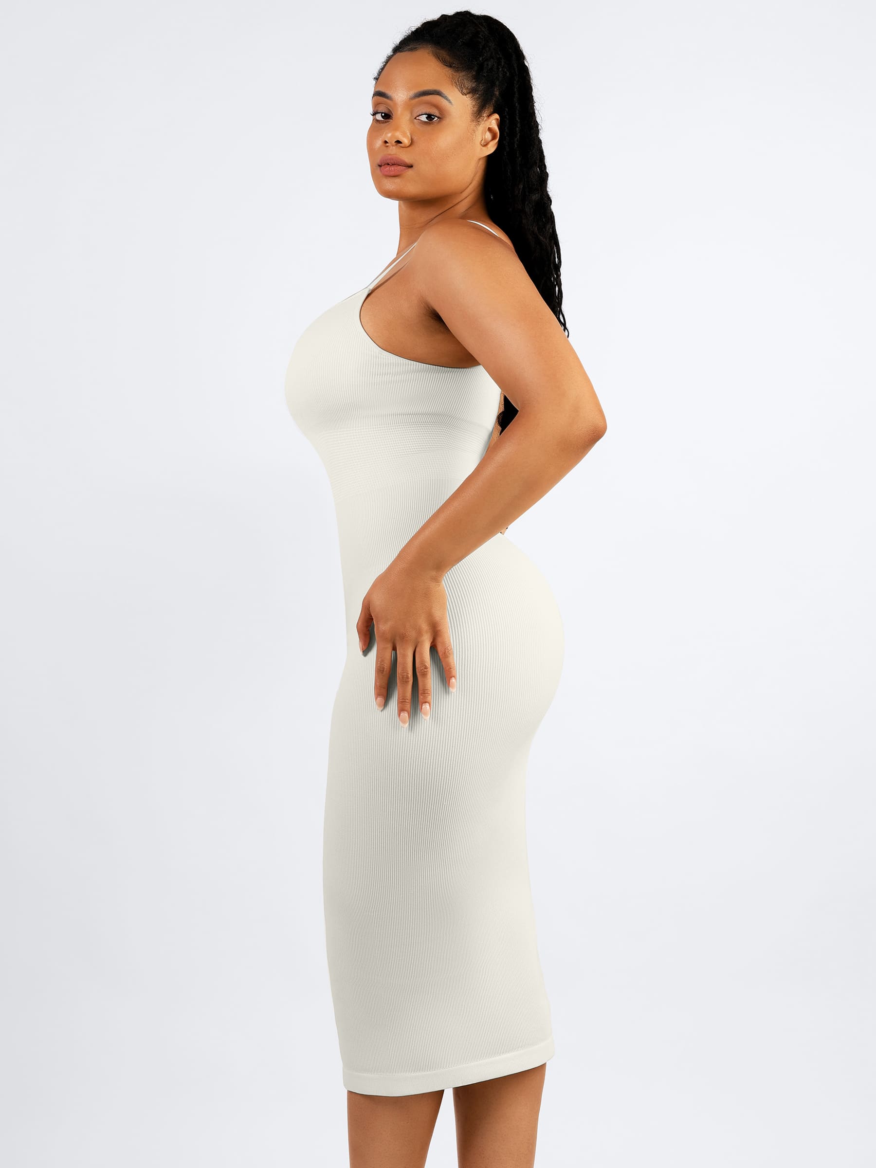 MyCurve Seamless Shaping Slip Dress with Built-In Bra and Adjustable Straps