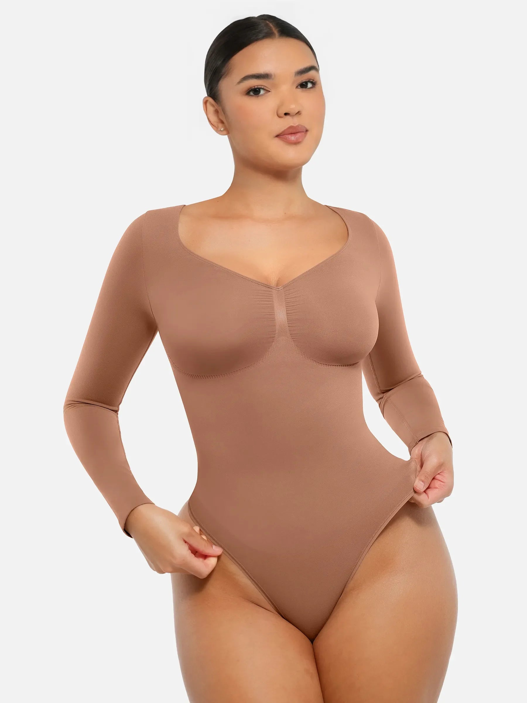 MyCurve Seamless Long Sleeve Tummy Control Thong Bodysuit