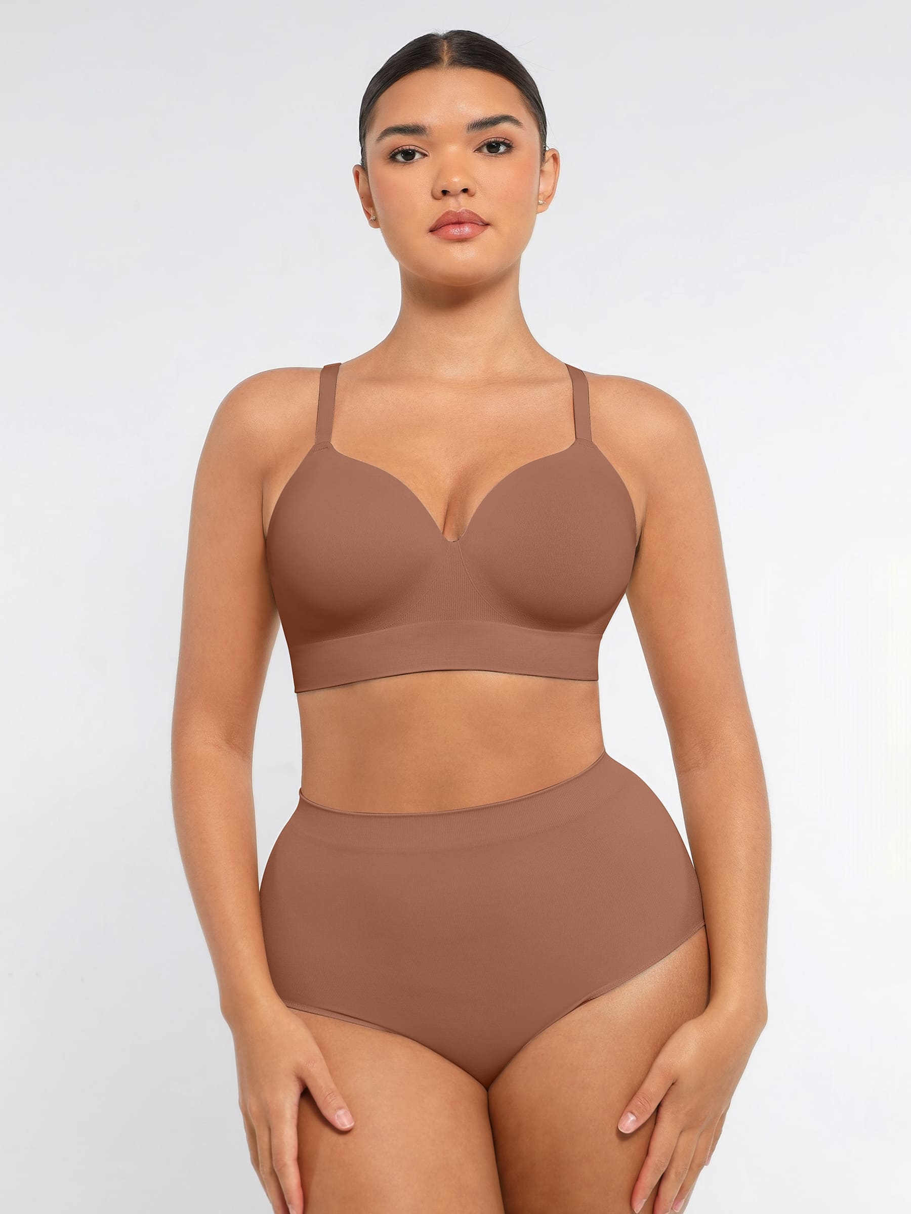 Conjunto de sujetador push-up inalámbrico y braguita sin costuras con control de abdomen MyCurve