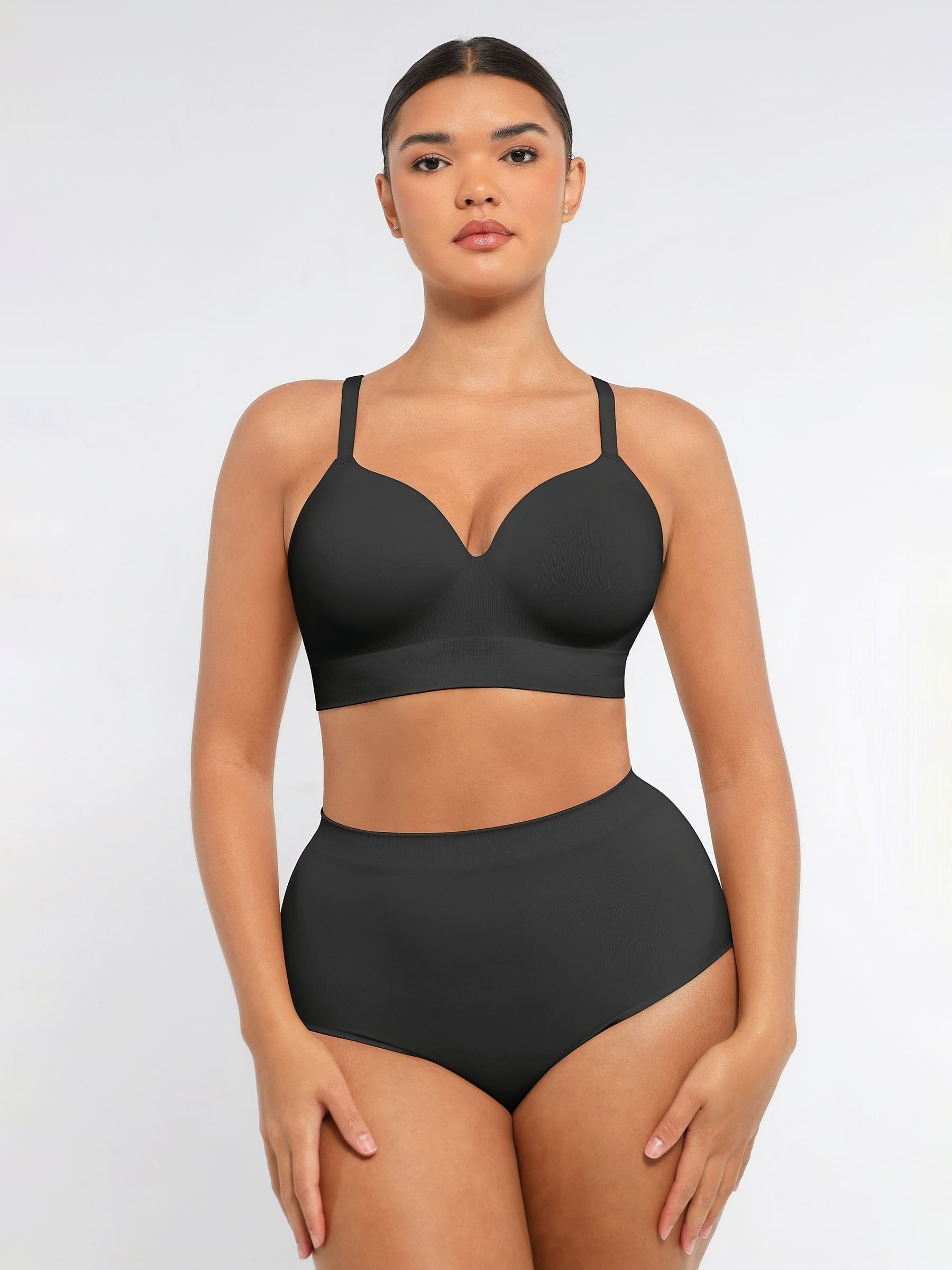 Conjunto de sujetador push-up inalámbrico y braguita sin costuras con control de abdomen MyCurve