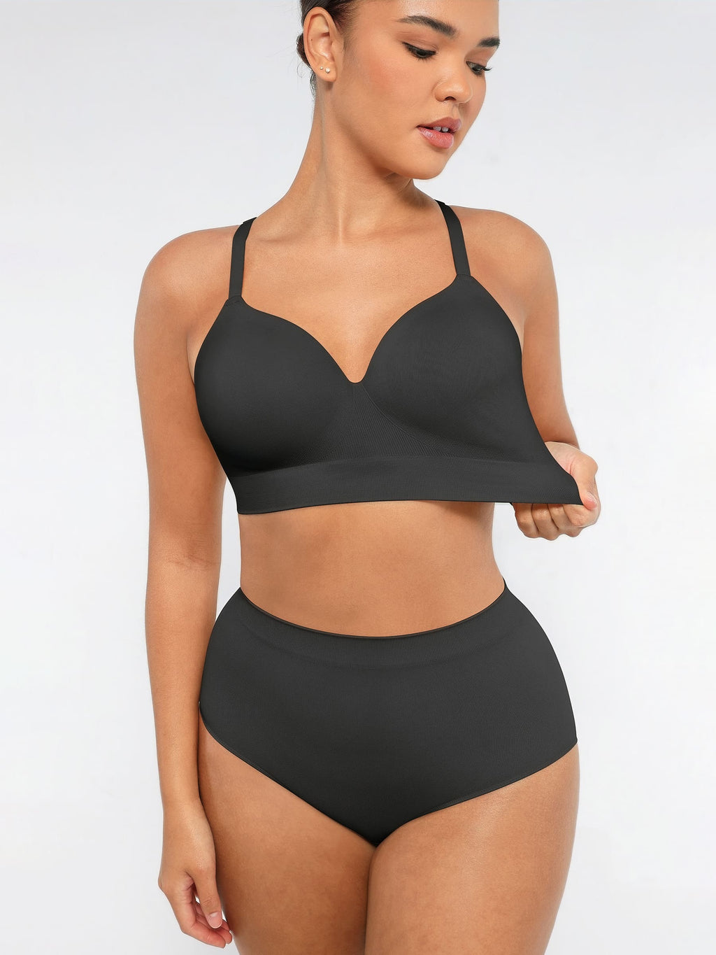 Ensemble MyCurve soutien-gorge push-up sans armatures & culotte gainante taille haute sans coutures