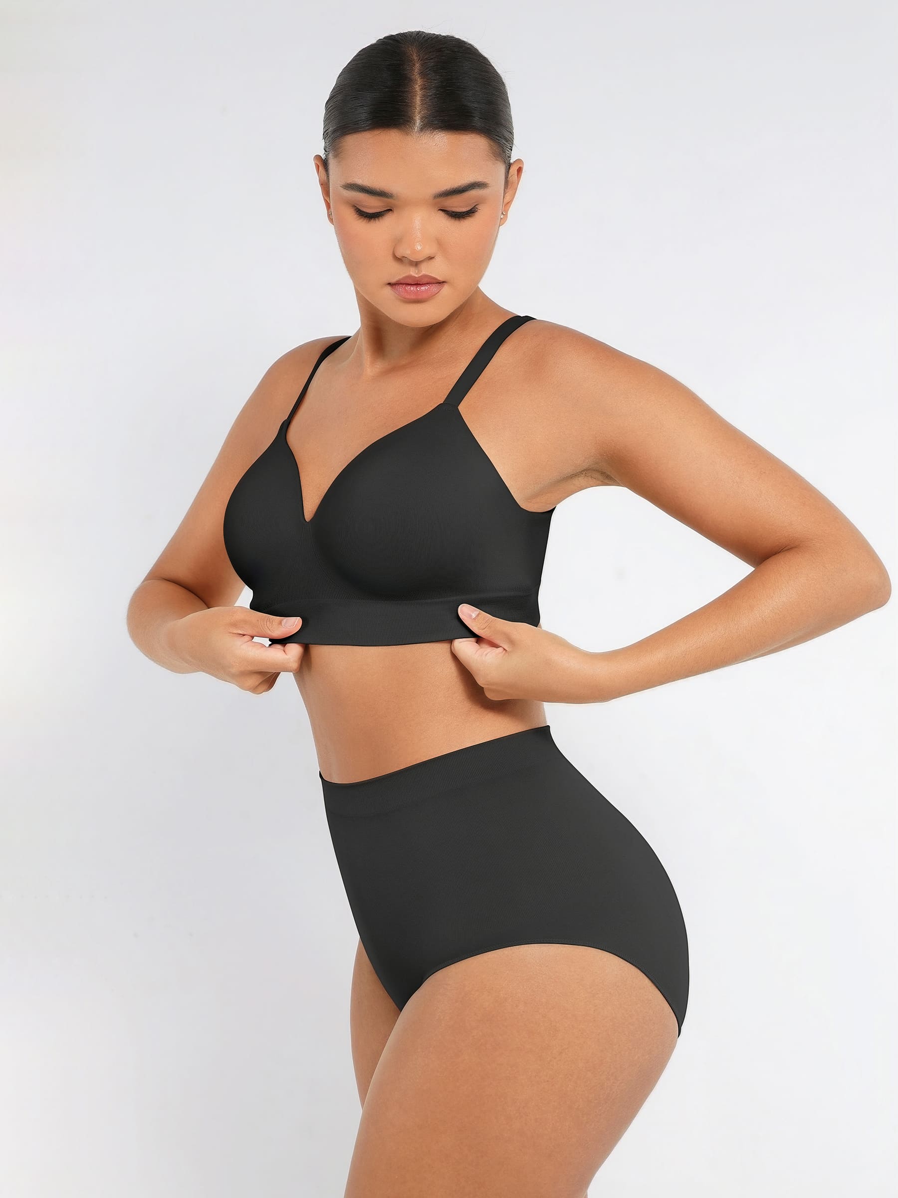 Conjunto de sujetador push-up inalámbrico y braguita sin costuras con control de abdomen MyCurve
