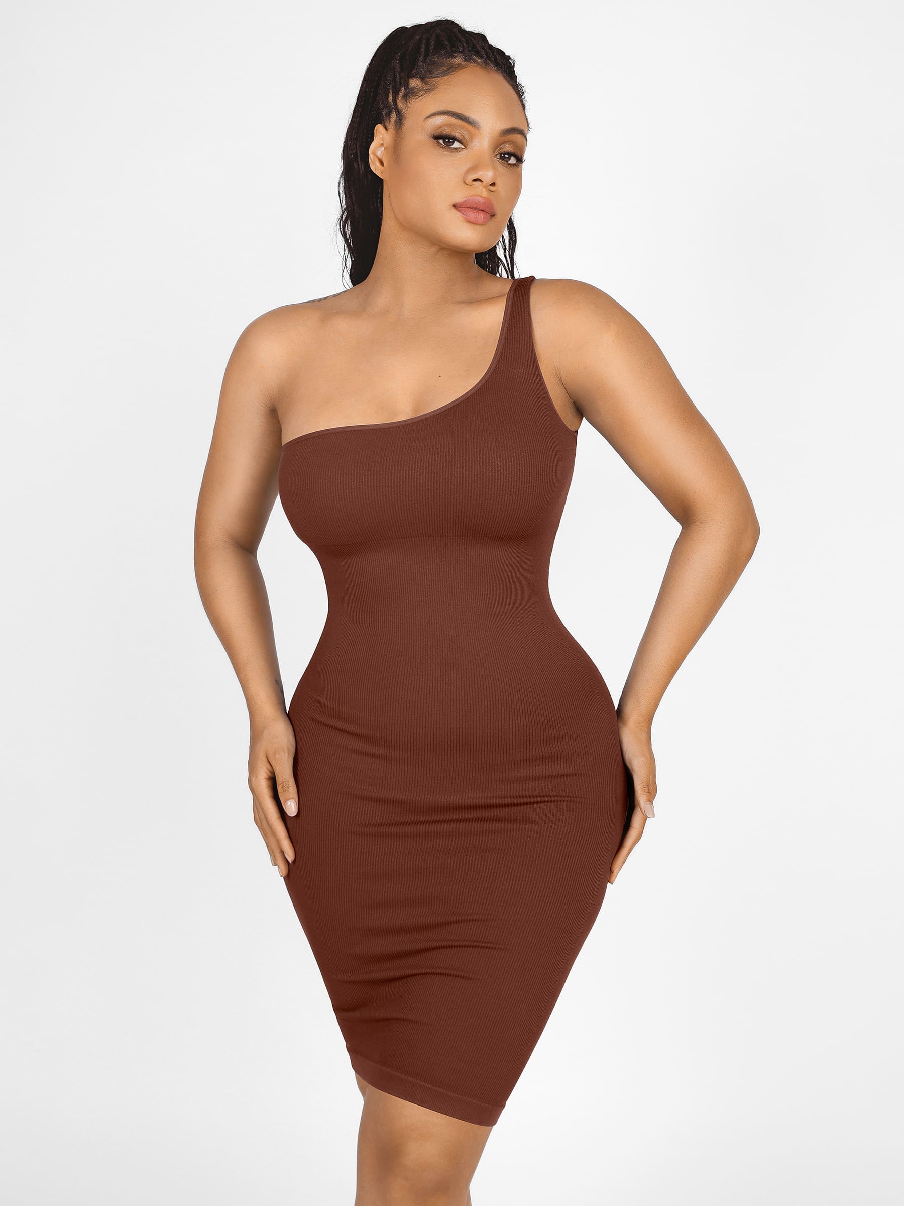 MyCurve One-Shoulder Shaper Dress with Built-In Bra