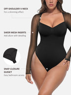 MyCurve Mesh Panel V-Neck Bodysuit
