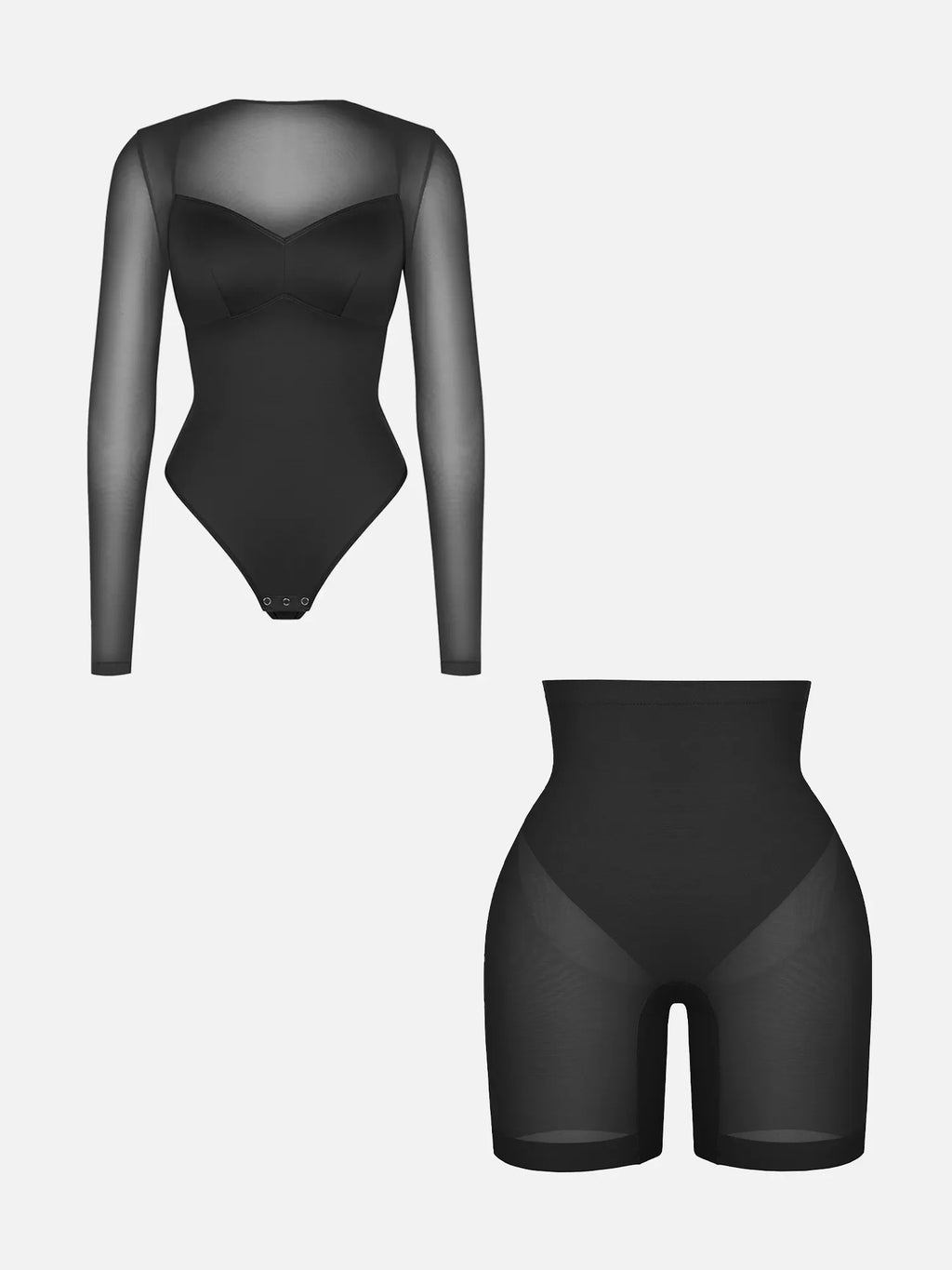 Conjunto de body y pantalones cortos de malla con control de abdomen MyCurve