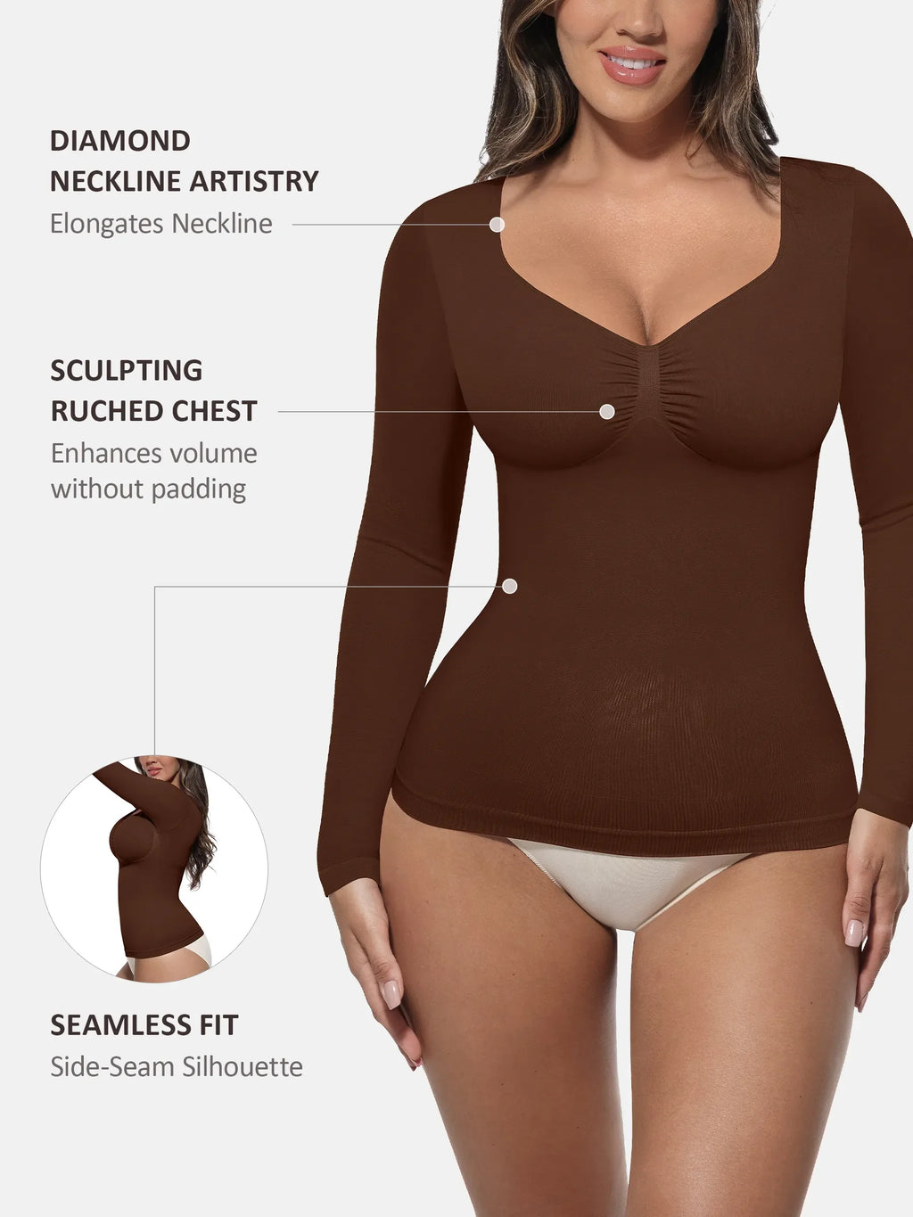 MyCurve Seamless Long Sleeve Tummy Control Thong Bodysuit