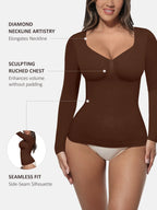 MyCurve Seamless Long Sleeve Tummy Control Thong Bodysuit