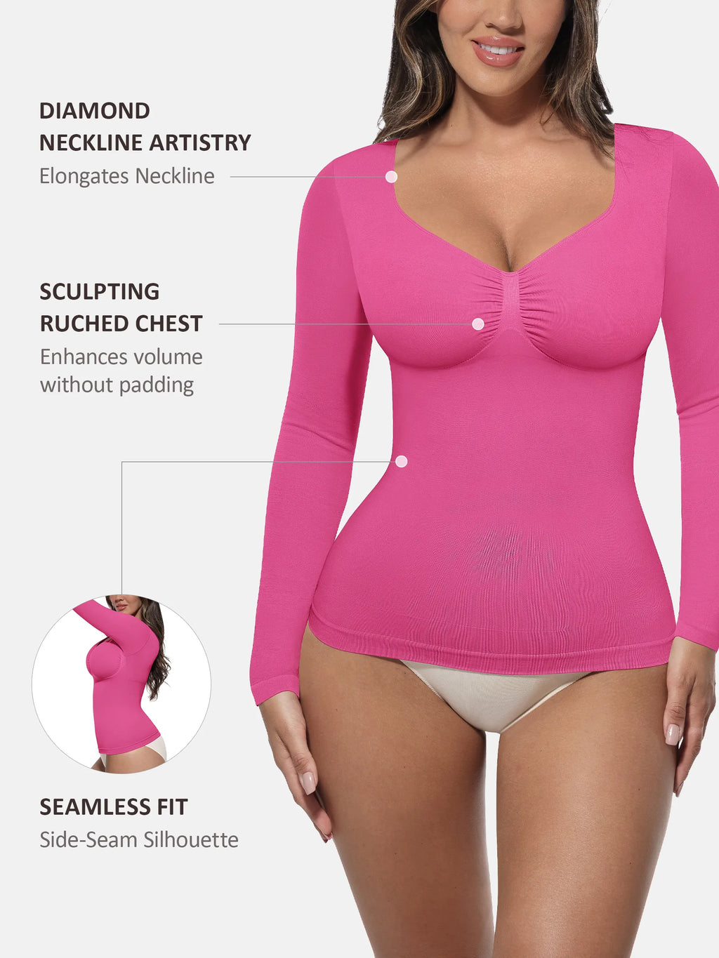 MyCurve Seamless Long Sleeve Tummy Control Thong Bodysuit