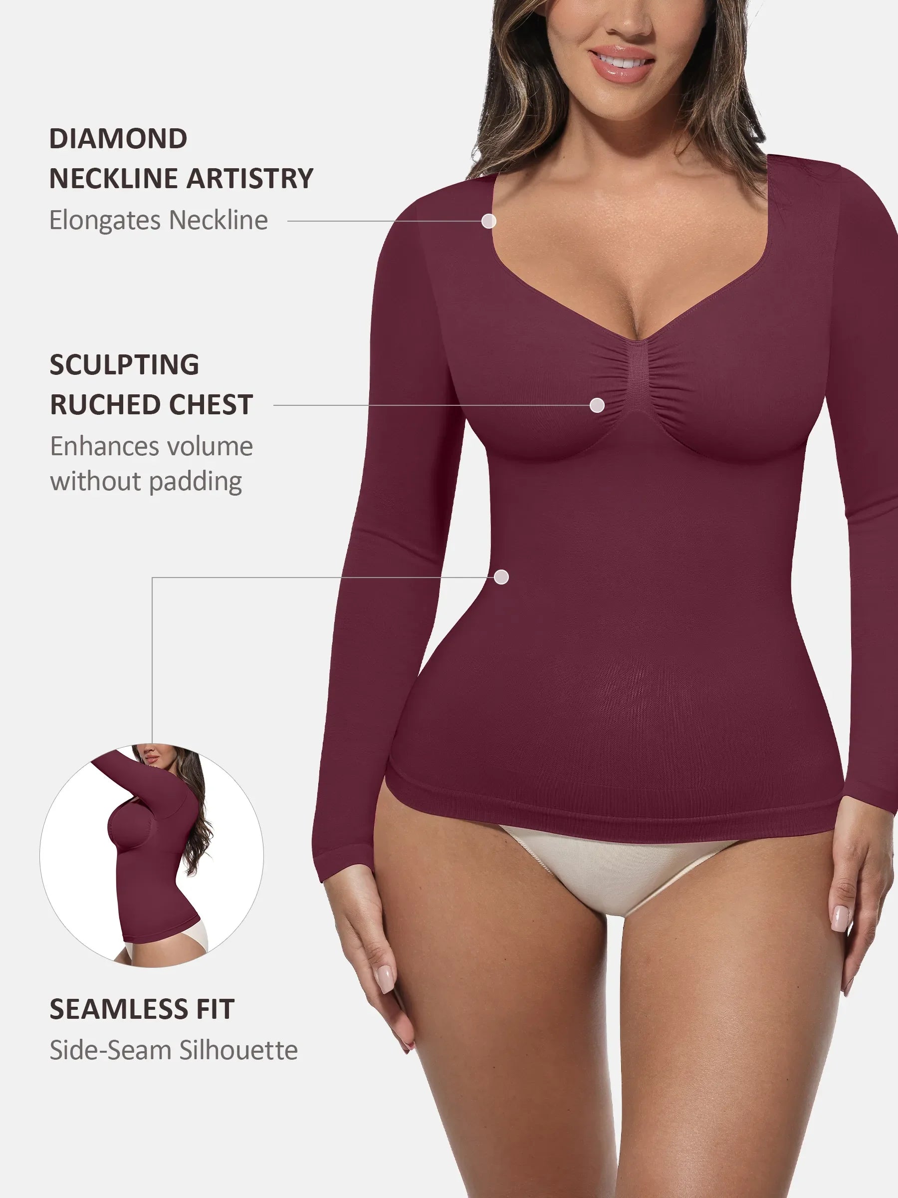 MyCurve Seamless Long Sleeve Tummy Control Thong Bodysuit