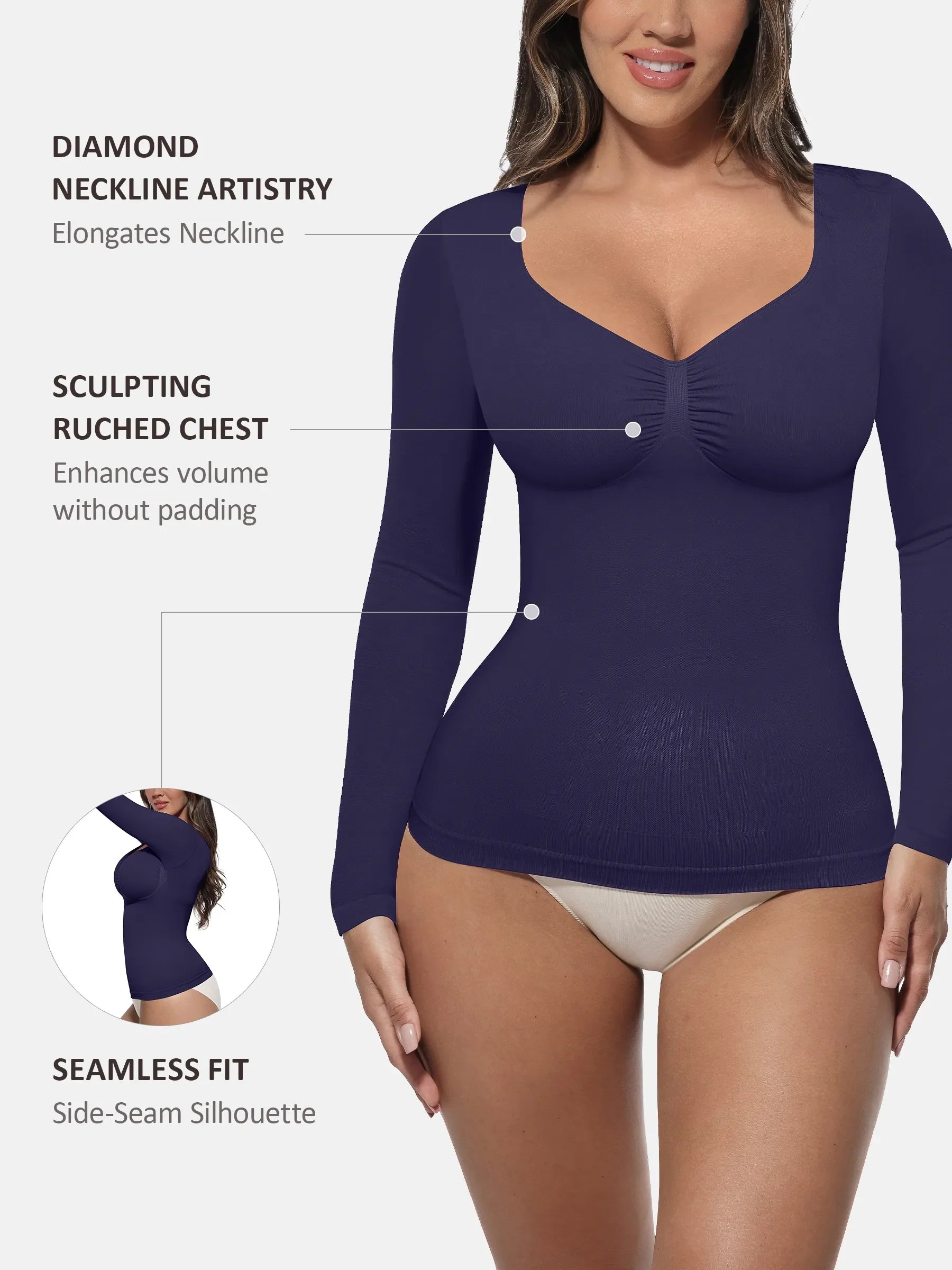 MyCurve Seamless Long Sleeve Tummy Control Thong Bodysuit