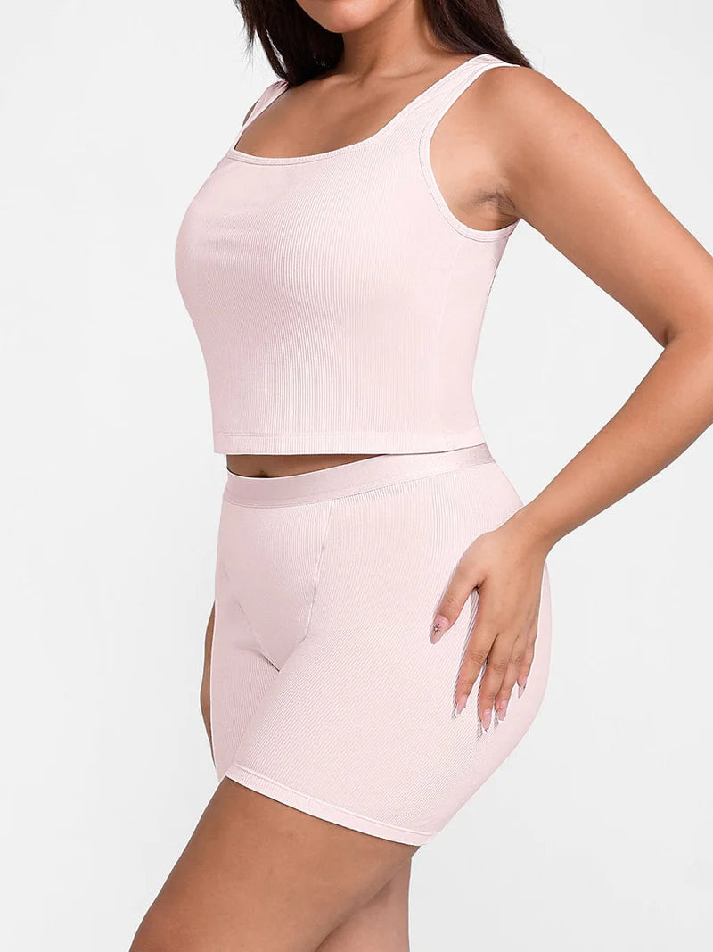 MyCurve Rayon Ribbed Fitted Boxer Mid Waist Breathable Shorts