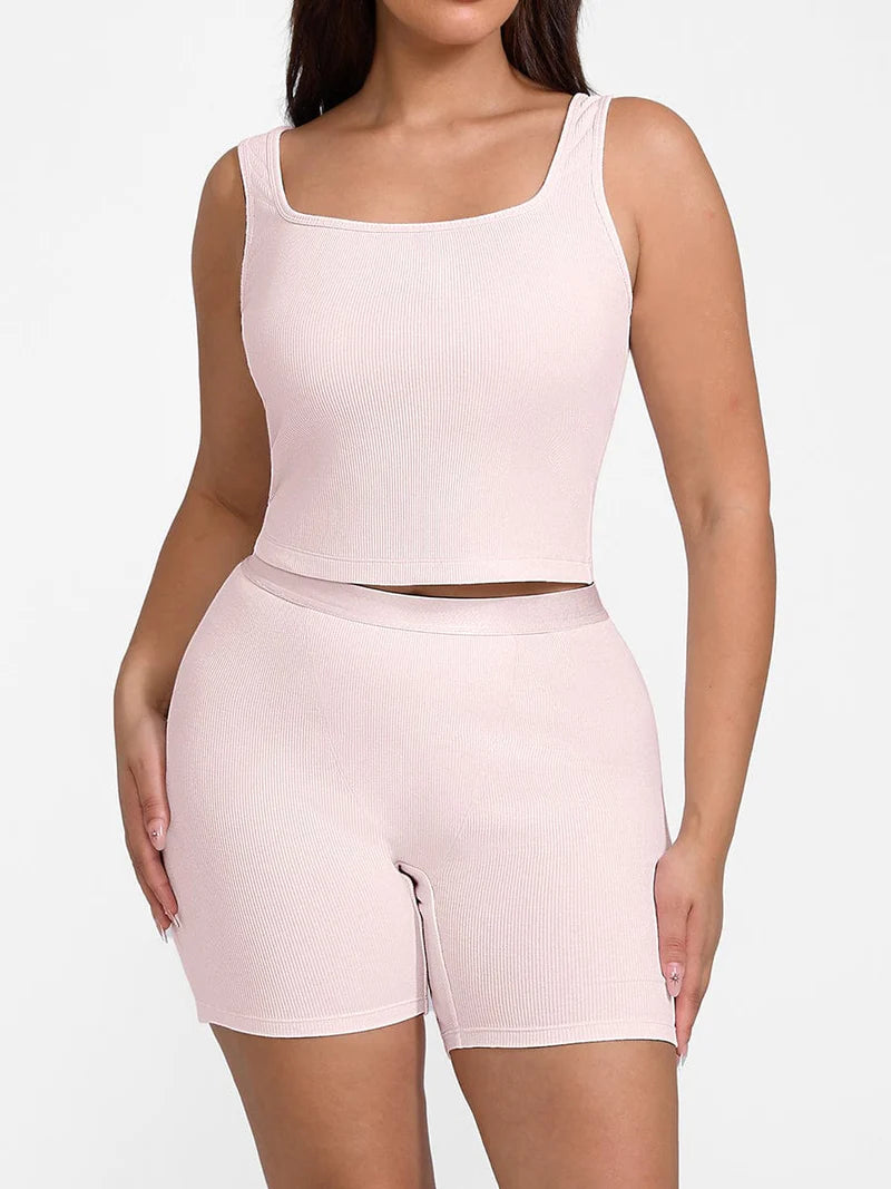 MyCurve Rayon Ribbed Fitted Boxer Mid Waist Breathable Shorts