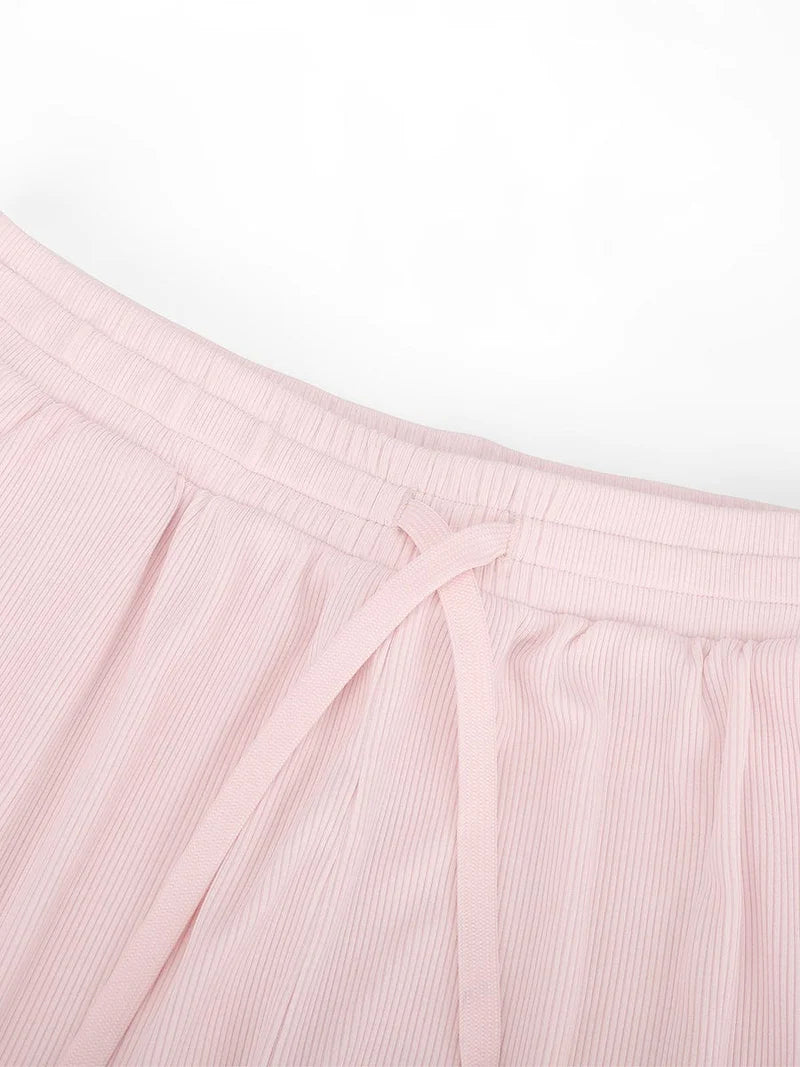 MyCurve Rayon Ribbed Wide Leg Lounge Pants