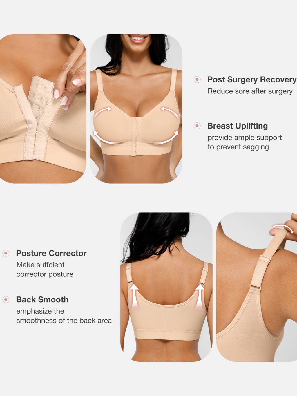 MyCurve Post Surgery Full Coverage Compression Surgical Front Closure Mastectomy Bra