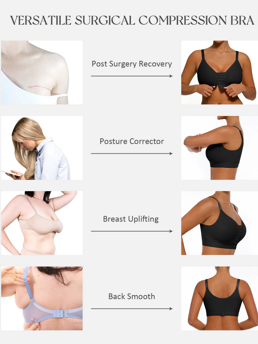 MyCurve Post Surgery Full Coverage Compression Surgical Front Closure Mastectomy Bra