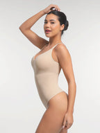 MyCurve Seamless Built-in Bra Waist and Tummy Control Thong Bodysuit