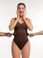 MyCurve Seamless Built-in Bra Waist and Tummy Control Thong Bodysuit