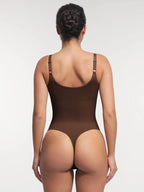 MyCurve Seamless Built-in Bra Waist and Tummy Control Thong Bodysuit