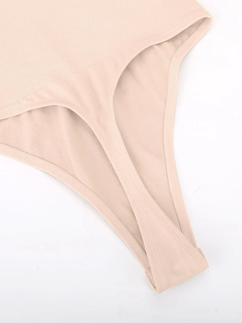 MyCurve Seamless Built-in Bra Waist and Tummy Control Thong Bodysuit