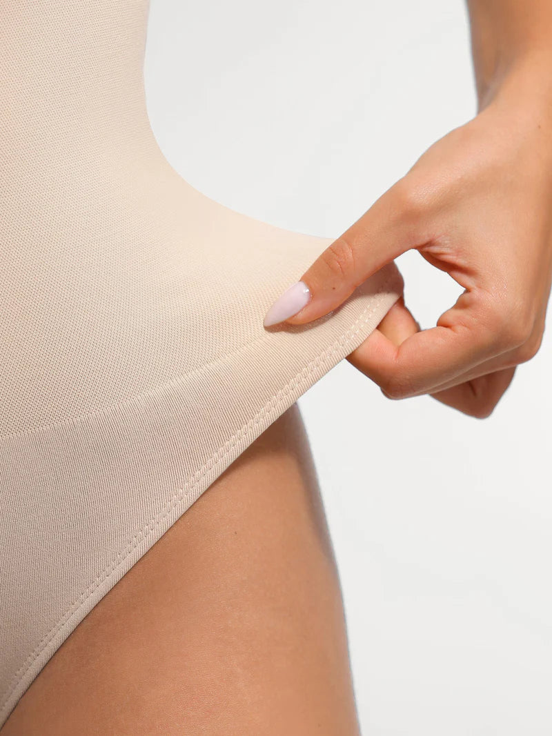 MyCurve Seamless Built-in Bra Waist and Tummy Control Thong Bodysuit