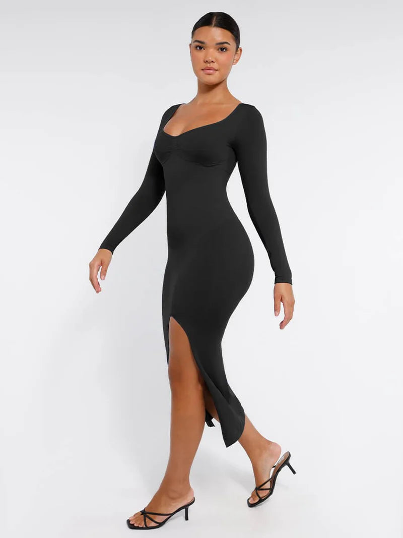 MyCurve Seamless Bust Support Tummy Control High Side Slit Shaping Dress