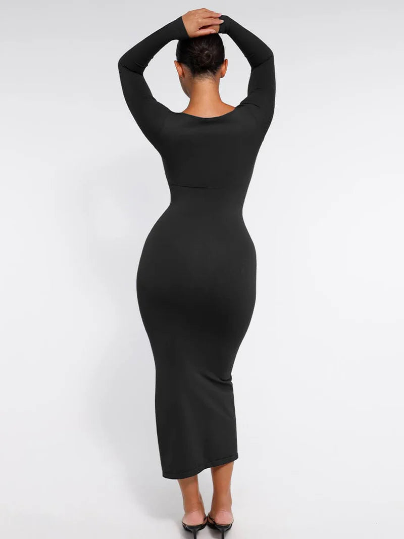 MyCurve Seamless Bust Support Tummy Control High Side Slit Shaping Dress