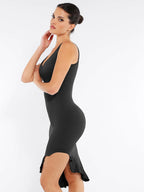 MyCurve Seamless Sleeveless Irregular Ruffled Hem Waist and Abdomen Shaping Dress