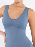 MyCurve Seamless Sleeveless Irregular Ruffled Hem Waist and Abdomen Shaping Dress