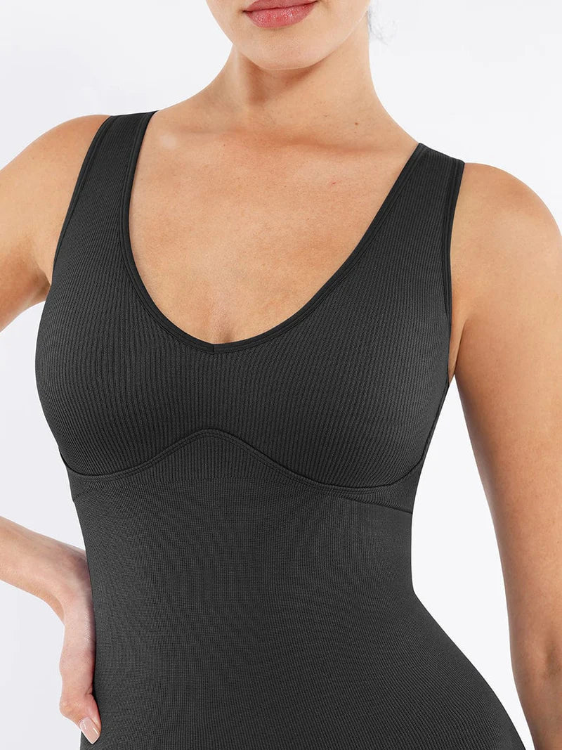 MyCurve Seamless Sleeveless Irregular Ruffled Hem Waist and Abdomen Shaping Dress